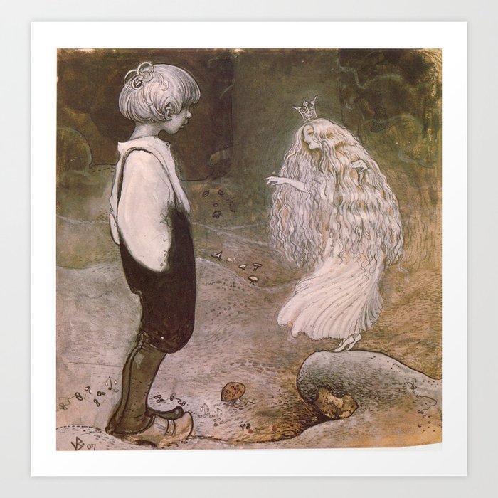 John Bauer At that moment she was changed by magic to a wonderful little fairy Art Print