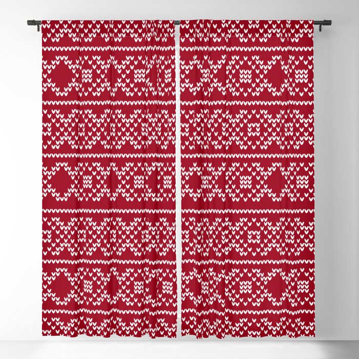 Decorative Red and White Christmas Knit Pattern Blackout Curtain