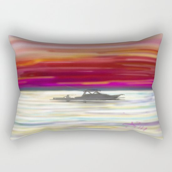 Fishing in Neon Rectangular Pillow