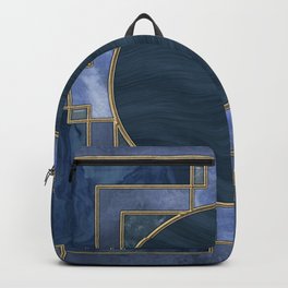 Stained Glas Art Deco Design Navy Blue And Gold Backpack