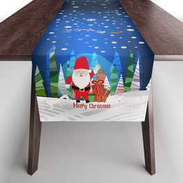 Santa Clause "Merry Christmas" Table Runner