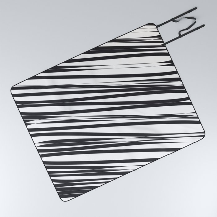 Black and white stripes background Picnic Blanket