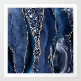 Agate Glitter Ocean Texture 06 Art Print