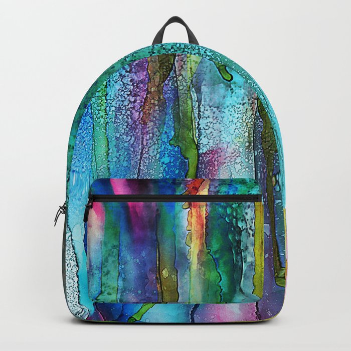 Rainbow Rain - Alcohol Ink Painting Backpack