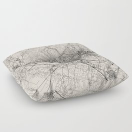 Zagreb - Croatia - Black&White Illustrated Map Floor Pillow