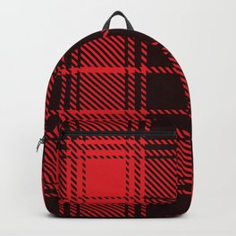 Red and Black Square Pattern Backpack