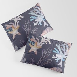 Coral And Seashells Tropical Pattern Pillow Sham