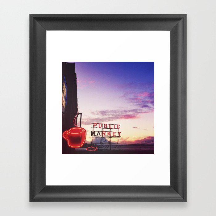 Coffee at the market Framed Art Print