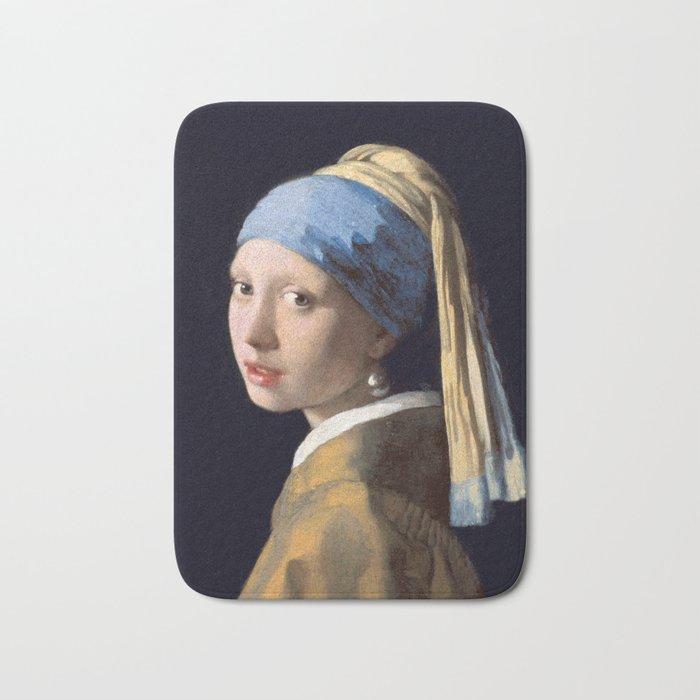 Girl with a Pearl Earring 1665 - Johannes Vermeer Bath Mat