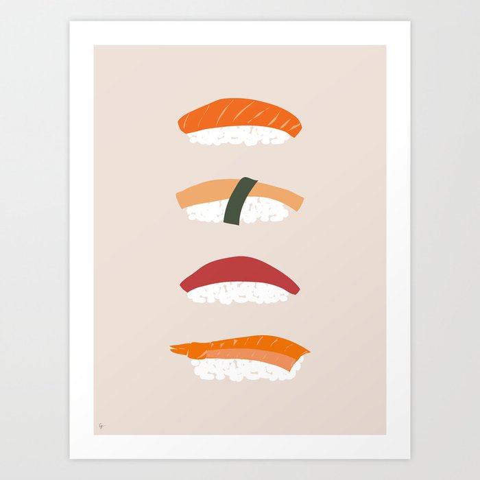 Retro Nigiri Sushi Art Print