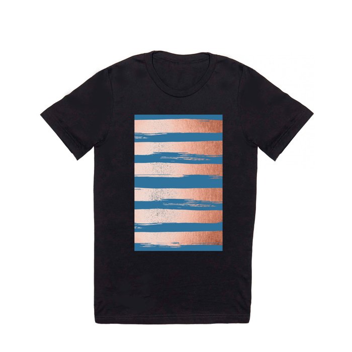 Trendy Stripes Sweet Peach Coral Pink + Saltwater Taffy Teal T Shirt