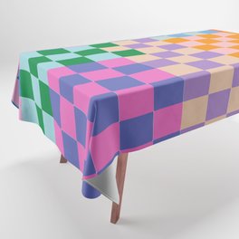Checkerboard Collage Tablecloth | Vibrant, Graphicdesign, Check, Colorful, Retro, Bright, Mod, Offbeat, Happy, Checkerboard 
