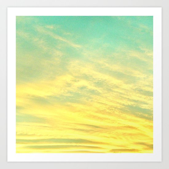 Green Yellow Sunset Art Print