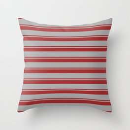 [ Thumbnail: Brown & Dark Gray Colored Lined Pattern Throw Pillow ]