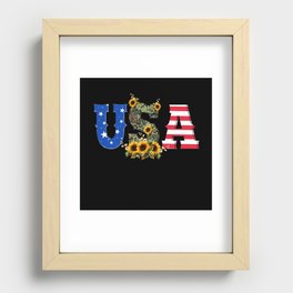 USA sunflower banner US flag 4th of July Recessed Framed Print