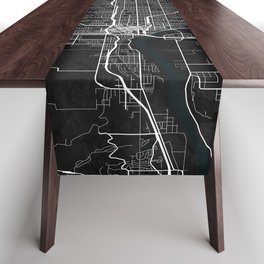 Tulsa City Map of Oklahoma, USA - Dark Table Runner