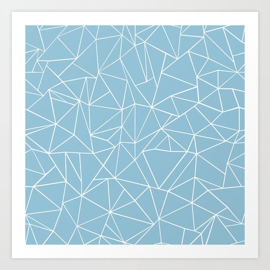 Abstraction Outline Sky Blue Art Print