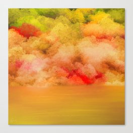 Lakeshore Calm after the Rain 4 Bright Autumn Colors - Abstract Art Series Canvas Print