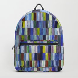 Unmixed Rectangles Backpack | Multicolored, Pop Art, Handmade, Abstract, Pixelart, Acrylic, Pattern, Colormixing, Painting, Contemporary 