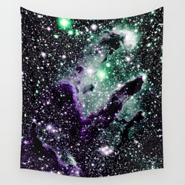 Eagle Nebula Pillars of Creation Dark: Purple Seafoam Mint Wall Tapestry