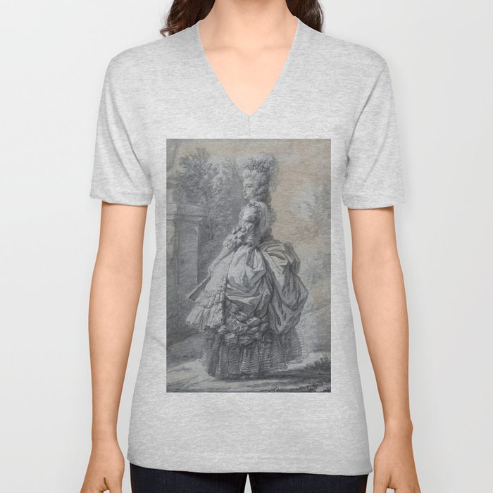 Elisabeth Louise Vigée Le Brun - Marie Antoinette in a Park V Neck T Shirt