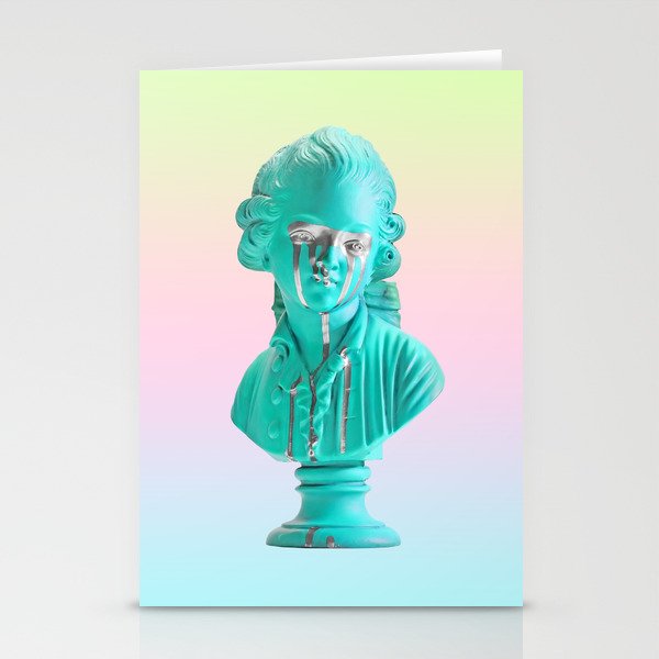 Bust of a Weeping Man (In Ice Blue Gradient) Stationery Cards
