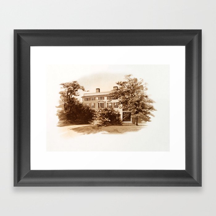 Vintage Sketched House In Sepia Framed Art Print By Leahmcphail Society6 10 x 12 inches print size: society6
