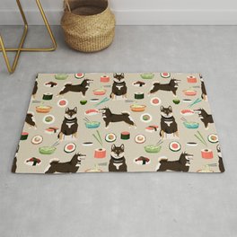 shiba inu sushi black and tan dog breed pet pattern dog mom Area & Throw Rug