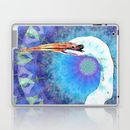 Colorful Mandala Bird Art - White Egret Laptop Skin