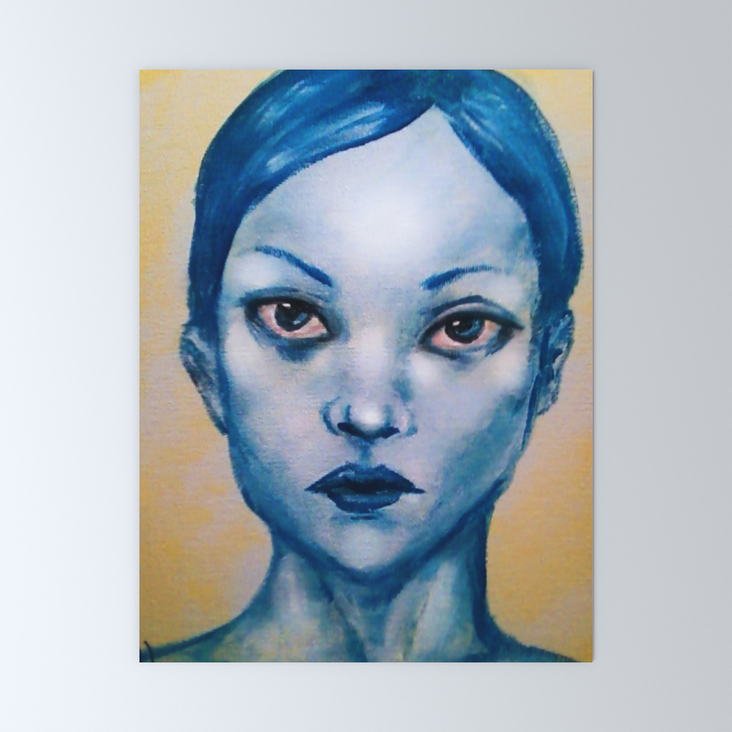 Anthracite In Blue Girl Portrait Mini Art Print By Yaebaarts
