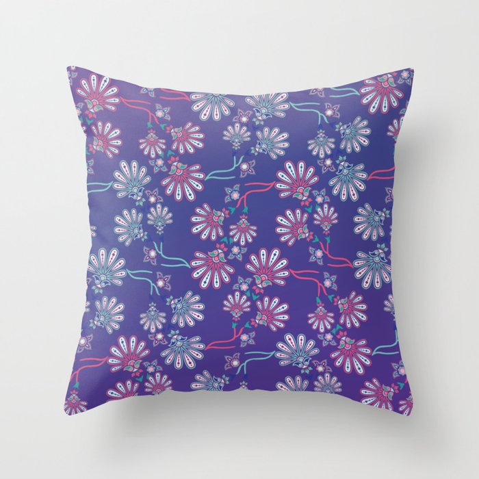 Pink Purple and Teal Florals Throw Pillow by SIYA Society6