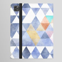 Abstract Blue Lilac Pink White Watercolor Argyle Triangles iPad Folio Case