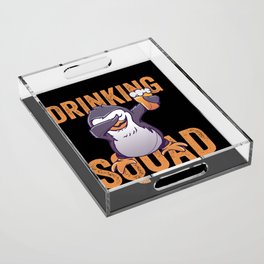 Dabbing Penguin Drinking Squad Acrylic Tray