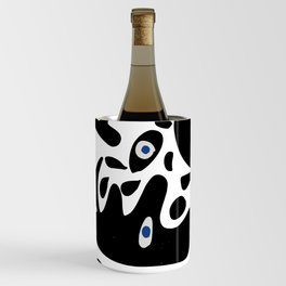Minimal African Art Black and White Pattern Abstract  Wine Chiller