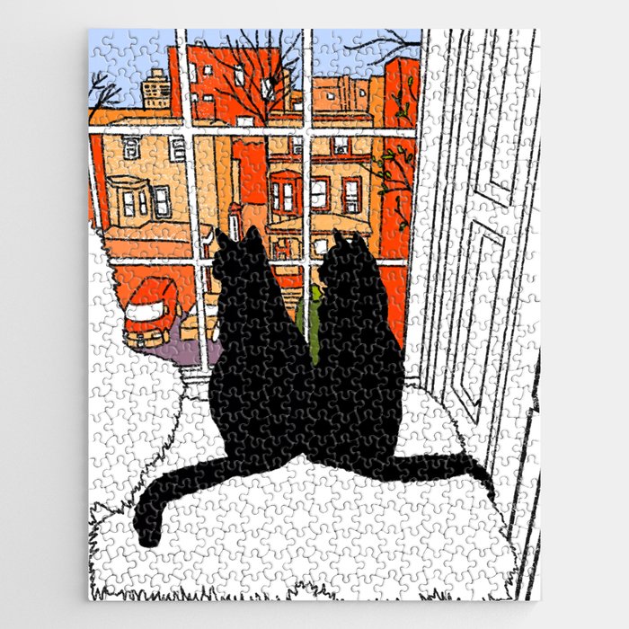 Window Cats Spring Morning Silhouette Jigsaw Puzzle
