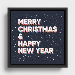 Merry Christmas and Happy New Year text lettering card design Framed Canvas
