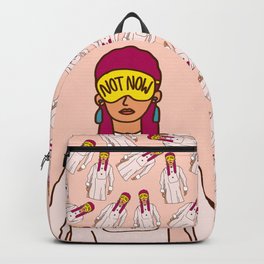 Not Now Backpack | Sleeping, Not Now, Pop Art, Sleeping Beauty, Sleepmask, Pink, Notnow, Curated, Red Head, Kawaii 