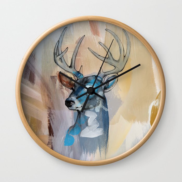deer animals painting Wall Clock