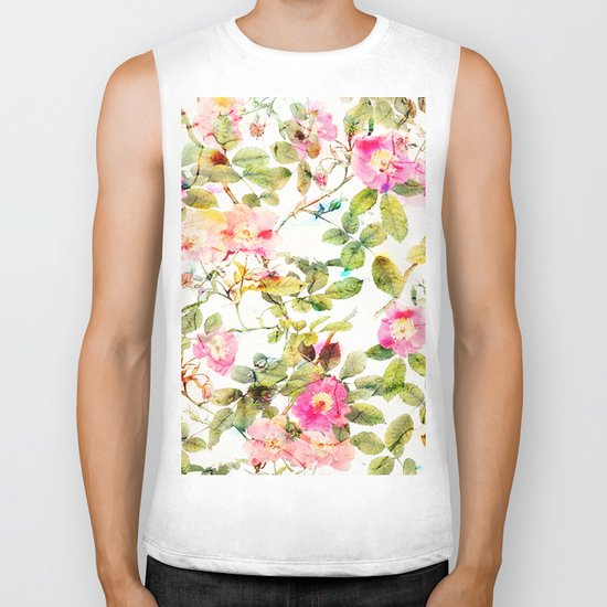 soft pink rosebush Biker Tank