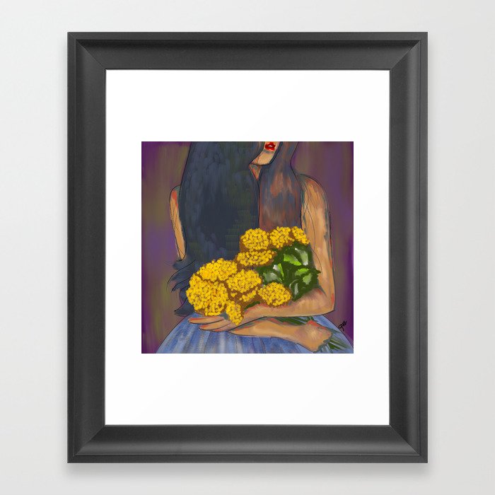 Girl with flowers Framed Art Print