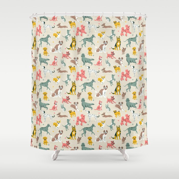 Silly Dog Friends Shower Curtain