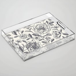 Black and White Foral Acrylic Tray