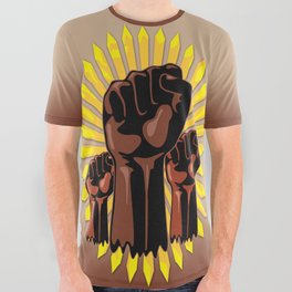 Black Power Raised Fists All Over Graphic Tee