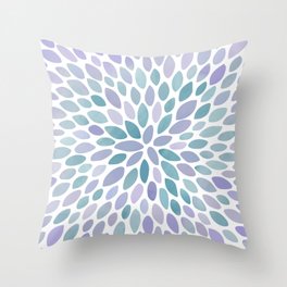 Festive, Flower Bloom, Purple and Teal, Floral Prints Throw Pillow