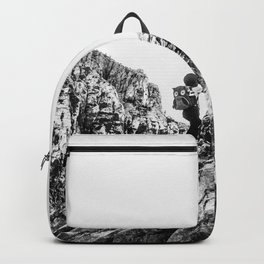 Boys Adventure | Rustic Camping Kid Red Rocks Climbing Explorer Black and White Nursery Photograph Backpack