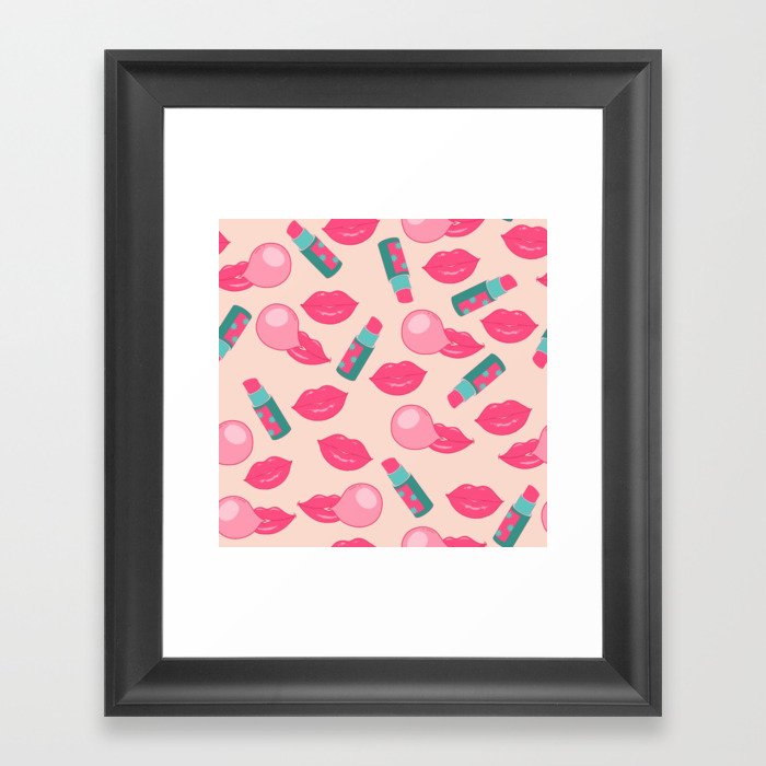pink lips Framed Art Print
