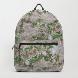 Paint Style White Flowers With Green Leaves Backpack