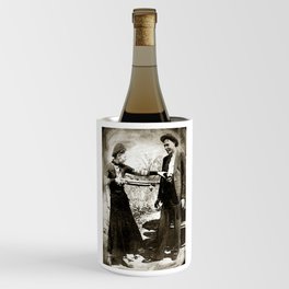 Painting Of Bonnie And Clyde Mock Hold Up Sepia Wine Chiller
