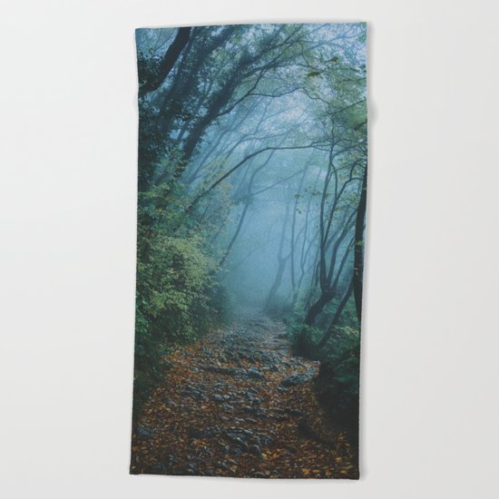 woods path Beach Towel