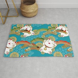 Japanese lucky cat pattern Area & Throw Rug